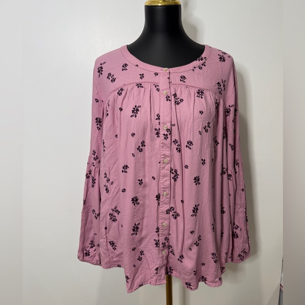 Sonoma‎ Pink Floral Button-Up Blouse